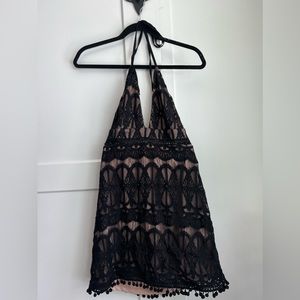 BLACK LACE MINI DRESS